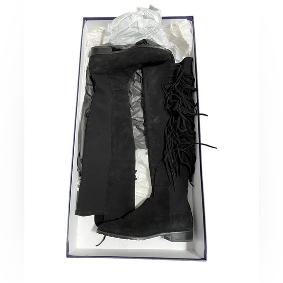 Stuart Weitzman Mane Fringe Black Suede Knee Boot size 6 - Picture 10 of 14